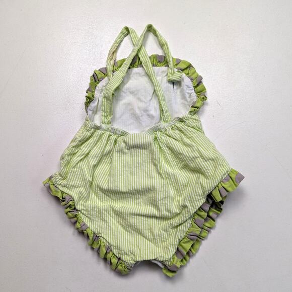 Fireflies & Fairytales Sunsuit Baby Girls Size 6m Green Pinstripe Boutique - Picture 3 of 6
